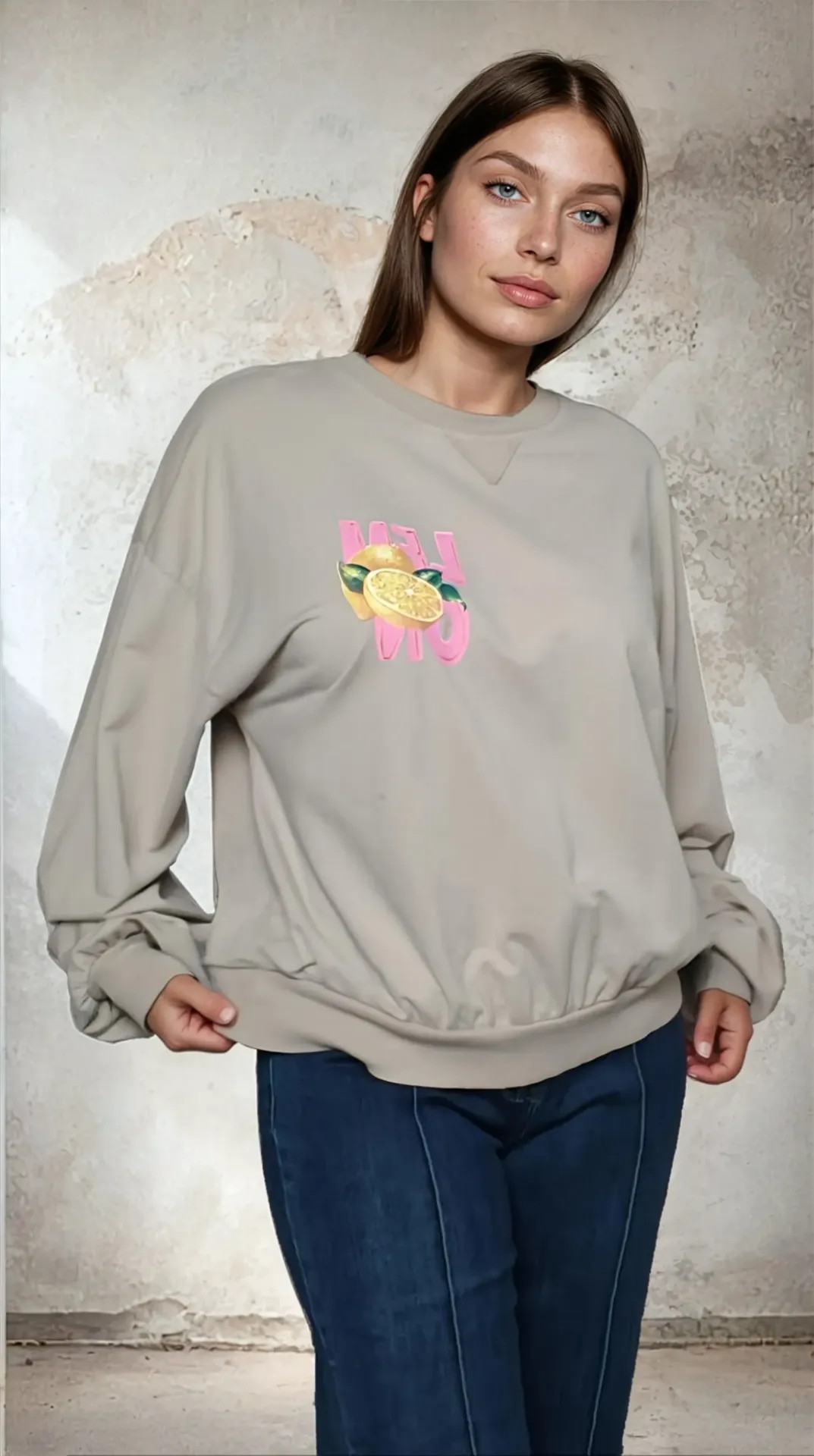 sweater met citrusprint