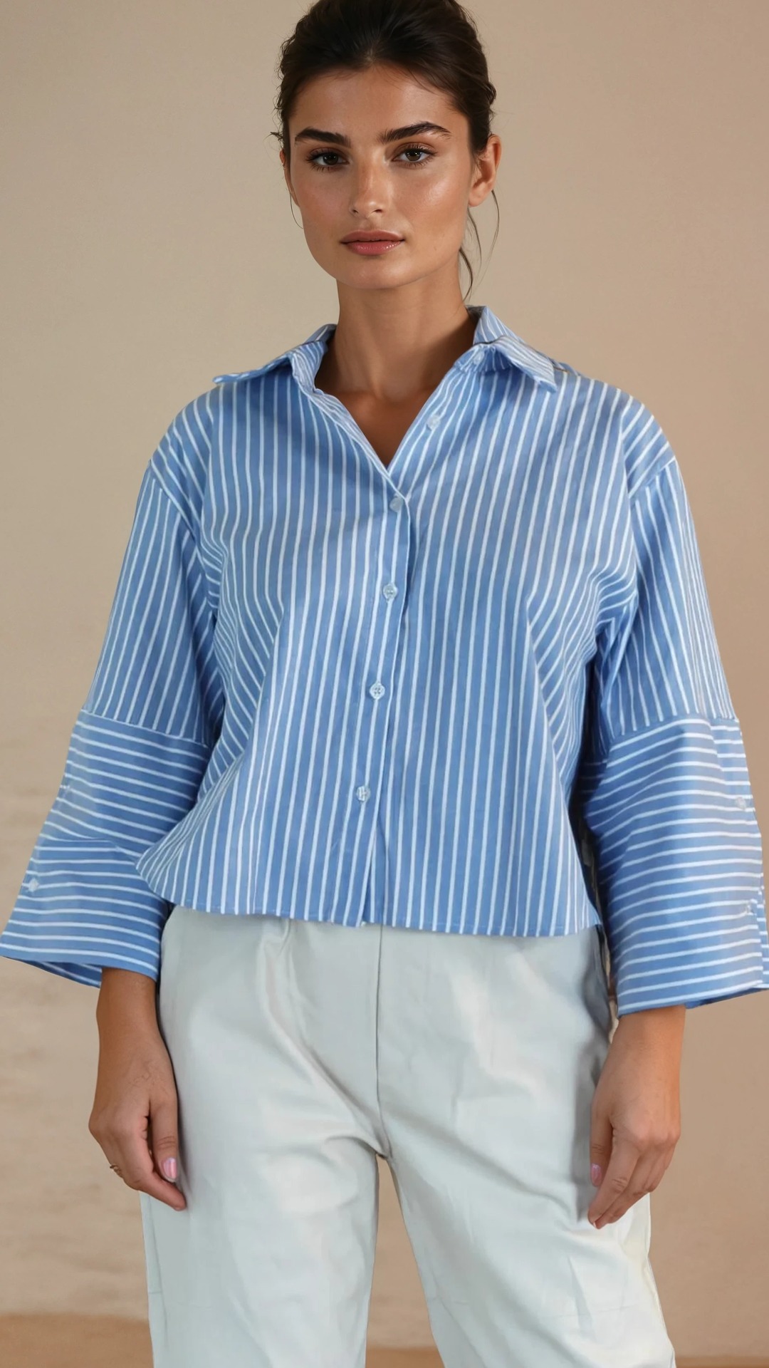 Bloes Blauw gestreept katoen