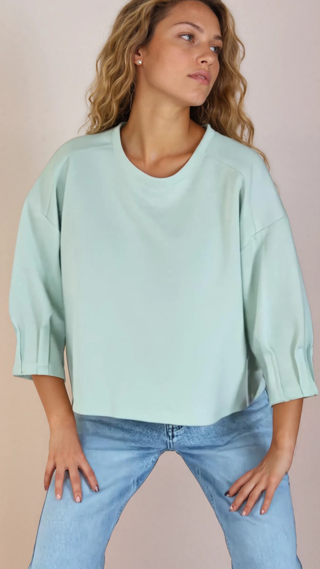 Sporty fit stof sweater